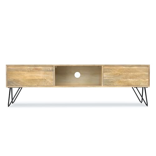 SIMPLIHOME Refined Natural / 68 inch / Rectangle Television Stands & Entertainment Centers