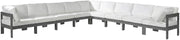 White Fabric Outdoor Patio Modular Sectional, Weather-Resistant Upholstery, Contemporary Design, Comfortable Seating, Outdoor Furniture