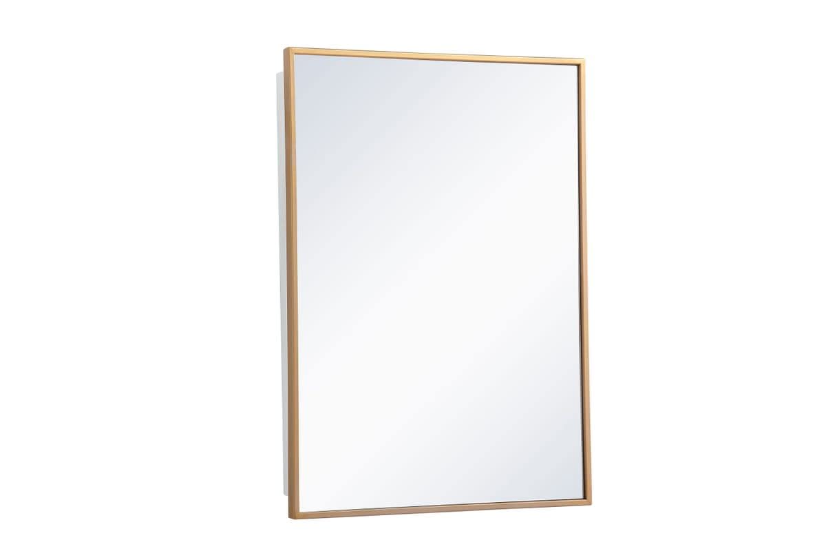 Wyn 20x28 Metal and MDF Mirror Medicine Cabinet in Brass by Elegant Decor – Small, Engineered Wood, Brass, Model MR572028BRS