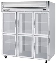 Beverage-Air HFP3-5HG Horizon Series Three Section Glass Half Door Reach-In Freezer 74 cu.ft. Capacity Stainless Steel Front and Sides Aluminum