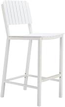 White Aluminum Bar Stool for Patio, Tall Outdoor Furniture for Balcony or Deck, Modern Bar Height Seat with Supportive Backrest