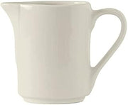 Tuxton China AMU-105 Creamer, 3 oz., 2-3/4" x 2-3/4"H, with Handle, Microwave and Dishwasher Safe, Oven Proof, Fully Vitrified, Ceramic, AlumaTux, Modena, Pearl White, Pack of 12