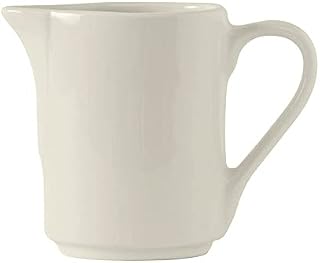 Tuxton China AMU-105 Creamer, 3 oz., 2-3/4" x 2-3/4"H, with Handle, Microwave and Dishwasher Safe, Oven Proof, Fully Vitrified, Ceramic, AlumaTux, Modena, Pearl White, Pack of 12