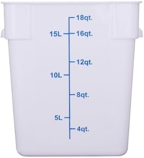 CAC Poly Square White Polypropylene Container FS3P-SQ18W 18 Quart