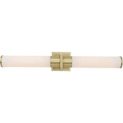Positano - 2-Light Bathroom Vanity Light - 29"W - Satin Brass - White Glass by Artcraft – Metal, Satin Brass, Model AC11773WB