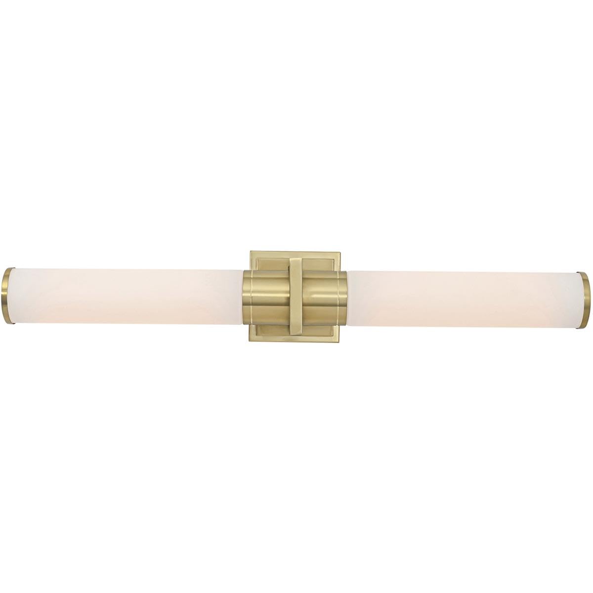 Positano - 2-Light Bathroom Vanity Light - 29"W - Satin Brass - White Glass by Artcraft – Metal, Satin Brass, Model AC11773WB