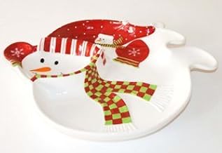 American Atelier Seasonal Snowman Chip N Dip Platter