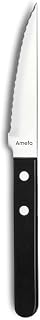 Amefa High Carbon Stainless Steel Serrated Edge Steak Knife with Black Plastic Handle, 8 5/16", Set of 12