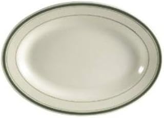 CAC China Blue Line 12.5 Inch White Platters 12 Ct