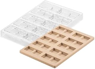 Silikomart Kit Blocco-B Clear Tritan-Plastic Chocolate Mold with 10 Snack-Bar Cavities 38mm x 75mm x 16mm High, Plus Silicone Mold with 10 Snack-Bar Cavities to make the Chocolate-Bars’ Fillings