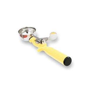 1-5/8 oz. Size #20 Disher w/Yellow Handle by Vollrath – Plastic, Silver and Yellow, Model 47144