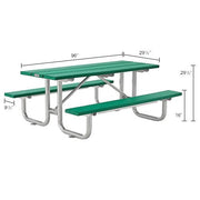Outdoor 8'L Rectangular Picnic Table by Global Industrial – Recycled Plastic & Steel, Green, Model 271675GN