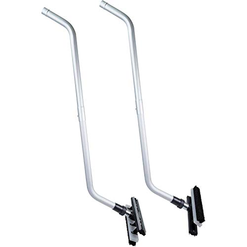 Dual Head Squeegee Wand W/Scrub Brush by EDIC – 10"L x 13"W x 60"H, Stainless Steel, Silver, Model 334ACH-2