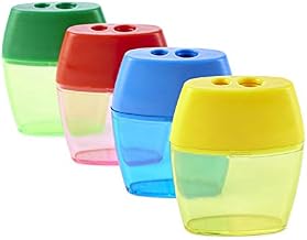 Pencil Sharpener, Deluxe Two-Hole Style with Shaving Receptacle, Assorted Colors, Pack of 24