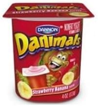 Danimals Strawberry Banana Nonfat Yogurt , 4 Ounce Cup -- 48 per case.
