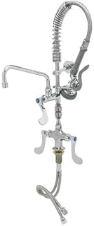 T&S Brass MPZ-2DWV-08-CR Mini Pre-Rinse Unit with B-0107, CERAMA, VB, 4" Wrist-Action Handles, 8" Swing Nozzle