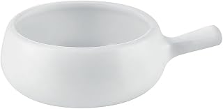 CAC China OC-15-P Onion Soup Crock W/Handle PW 16oz 7 1/8" Stoneware Round, American White, Set of 24
