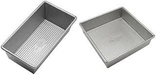 USA Pan Bread Loaf Pan + Square Cake Pan, Nonstick Coated Aluminized Steel Bakeware Made in USA
