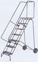 Ballymore SSFAWL-5G 5 Step 16" W Stainless Steel Fold and Store Rolling Ladder, Serrated Grating