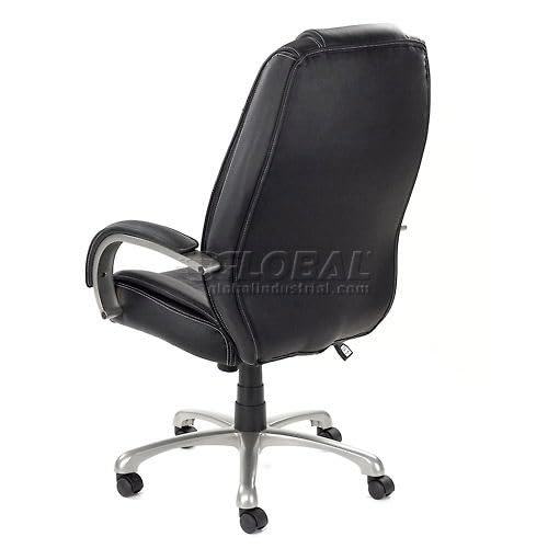 Saddle Stitched High Back Office Chair by Global Industrial – Leather, Black, Model 1609BPUE-BLACK