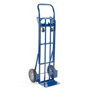 Steel 2-in-1 Convertible Hand Truck with Semi-Pneumatic Wheels by Global Industrial – 48"L x 16"W x 19"H, Alloy Steel, Blue, Model 185545