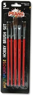 Prang Hobby Five-Brush Set, Assorted Sizes, Natural Hair, Flat; Round, 5/Set