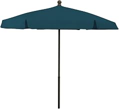 Fiberbuilt 7.5' Hex Garden Patio Umbrella 6 Rib Push Up Champagne Bronze with Teal Vinyl Coated Weave Canopy