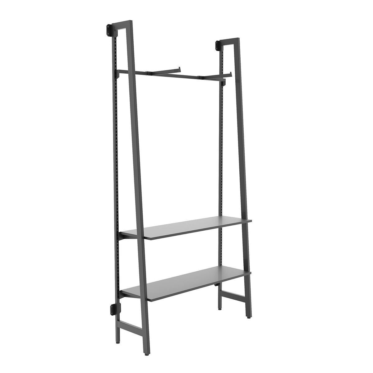 Econoco Steel Outrigger Kit, 48" Wide, Black - 2 Faceouts 2 Adjustable Metal Shelves