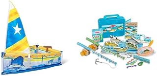 Melissa & Doug Let's Explore Outdoor Adventure Bundle - Sailboat Play Set & 21-Piece Fishing Play Set