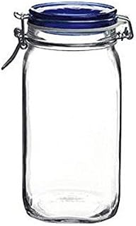 Bormioli Rocco Fido Square Jaw with Blue Lid, 50-3/4-Ounce