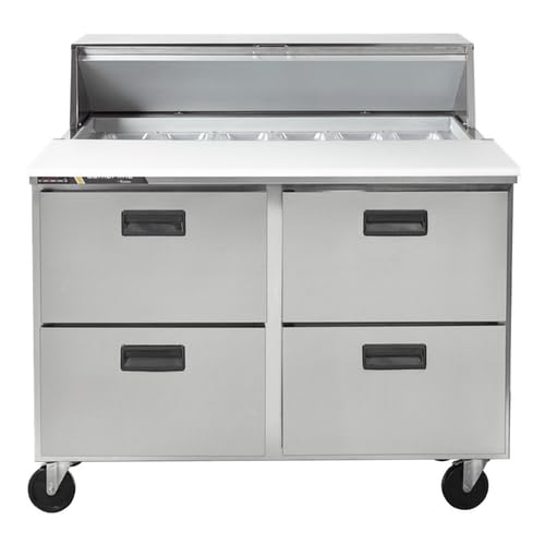 CLPT-4812 48" 2-Section Refrigerated Prep Table - (4) Drawers by Traulsen – (4) Drawers, Silver, Model CLPT-4812-DW