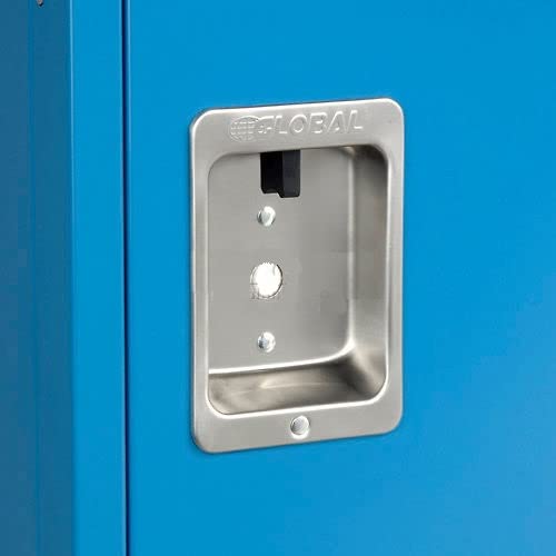 Global Industrial Infinity Two-Tier Two-Door Locker with Recessed Handle & by Nexel – 12 inches x 15 inches x 78 inches, Stainless Steel, Blue, Model ID152KDBL