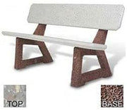 58" Residential Concrete Bench, Gray Limestone Top, Red Quartzite Leg