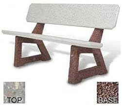 58" Residential Concrete Bench, Gray Limestone Top, Red Quartzite Leg