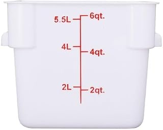 CAC Poly Square White Polypropylene Container FS3P-SQ6W 6 Quart