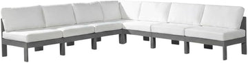 White Fabric Outdoor Patio Modular Sectional with Contemporary Style, Weather-Resistant Upholstery, 120W X 120D X 34H Inches