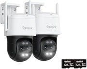 REOLINK 4K Dual-Lens Outdoor PTZ Auto-Tracking Camera (2 Pack) Bundle with 128GB microSD Card (2 pcs), 6X Hybrid Zoom, with Spotlight, 2.4G/5GHz WiFi