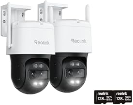 REOLINK 4K Dual-Lens Outdoor PTZ Auto-Tracking Camera (2 Pack) Bundle with 128GB microSD Card (2 pcs), 6X Hybrid Zoom, with Spotlight, 2.4G/5GHz WiFi