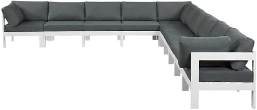 Gray Fabric Outdoor Patio Modular Sectional, Weather-Resistant Cushions, Removable Cushions, Durable Frame, Versatile Outdoor Furniture