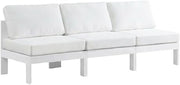 White Fabric Outdoor Patio Modular Sofa, 90-Inch, Cushioned Comfort, Weather-Resistant Upholstery for Garden and Deck Lounging