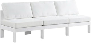 White Fabric Outdoor Patio Modular Sofa, 90-Inch, Cushioned Comfort, Weather-Resistant Upholstery for Garden and Deck Lounging