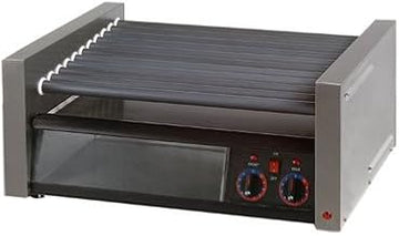 Star 50SCBBC Grill-Max Stadium Hot Dog Roller Grill w/Duratec Non-Stick Rollers (50 Hot Dogs Capacity) & Clear Bun Door