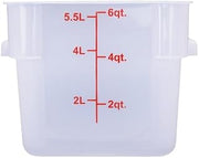 CAC Poly Square Translucent Polypropylene Container FS2P-SQ6T 6 Quart