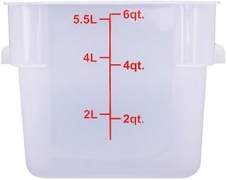 CAC Poly Square Translucent Polypropylene Container FS2P-SQ6T 6 Quart