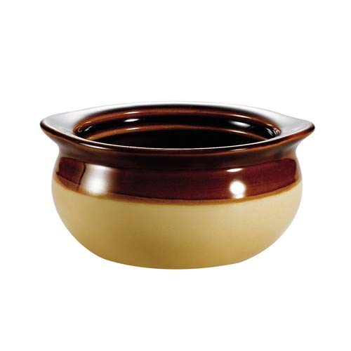 CAC OC-12-C Brown and Ivory 12 oz. Onion Soup Crock / Bowl - 24 / Case by CAC China – 5 inches, 12 ounces, Ceramic, Brown, Pack of 24