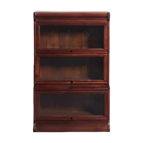 Starlight Canyon Home Solid Wood Barrister Bookcase with Beveled Glass Doors, Tall Bookshelf with Storage for Home Office, Michael's Cherry - image 5