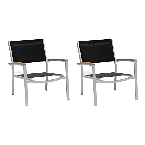 Oxford Garden 2-pack / Set of 2 / Natural Tekwood Armcaps Patio Dining Chairs