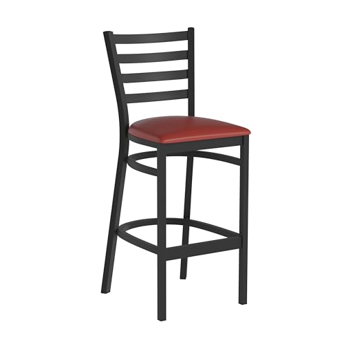Flash Furniture Red Vinyl Seat/Black Metal Frame / Set of 1 / Traditional Barstools