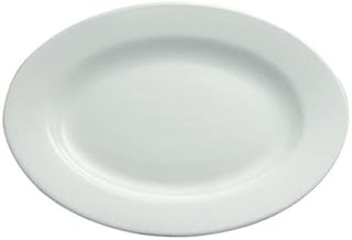 CAC China Lincoln Series 101-12 10.25 inch Porcelain Oval Platter, Bone White, Set of 24