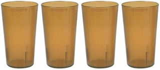 Thunder Group 32 oz. (Ounce) Restaurant Tumbler Beverage Cup, Stackable Cups, Break-Resistant Commmerical Plastic, Set of 4 - Amber